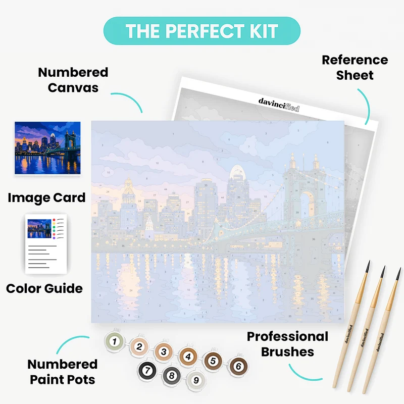 Suspension Bridge Skyline - Paint by Numbers Kit