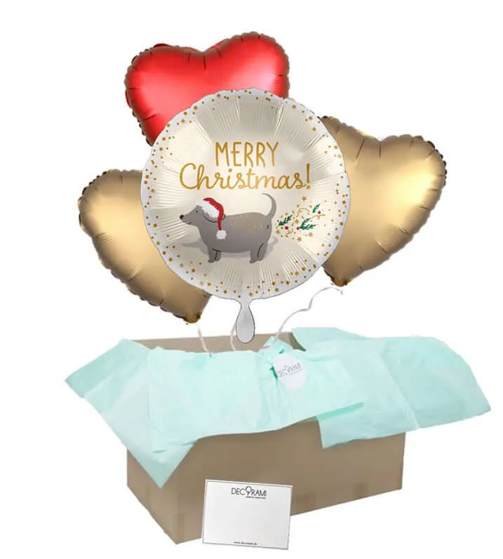 Heliumballon-Geschenk "Merry Christmas" Hund