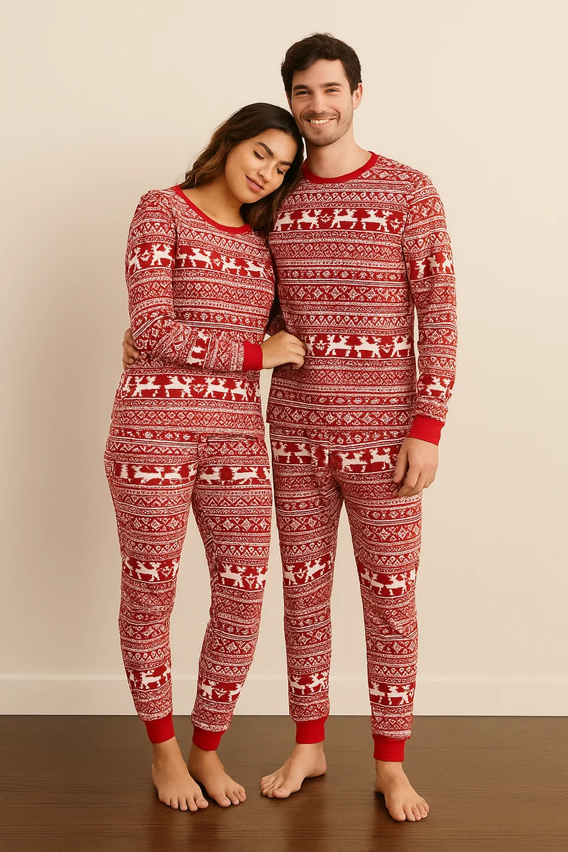 Roter Weihnachtspyjama für Paare