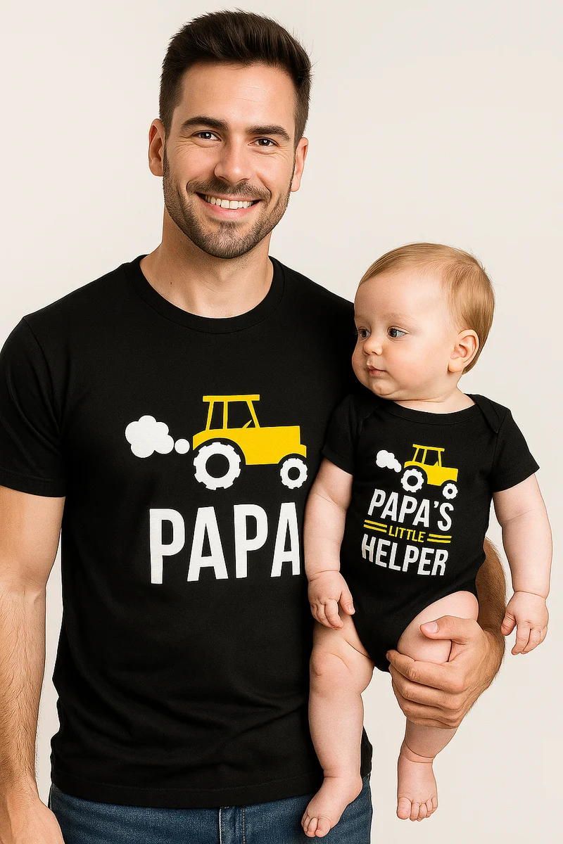 Vater Sohn Shirt Schwarz Gold