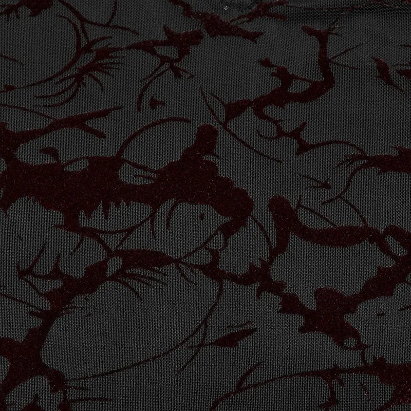 Damen-Gothic-Hexenkleid mit tiefem Ausschnitt und Fledermausärmeln in Übergröße in Schwarz und Rot