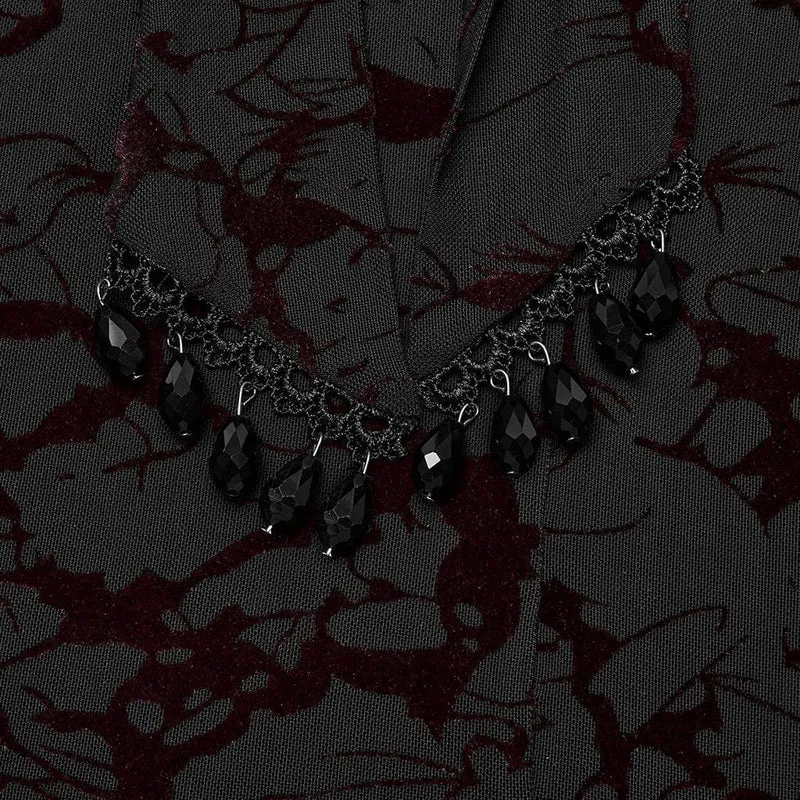 Damen-Gothic-Hexenkleid mit tiefem Ausschnitt und Fledermausärmeln in Übergröße in Schwarz und Rot