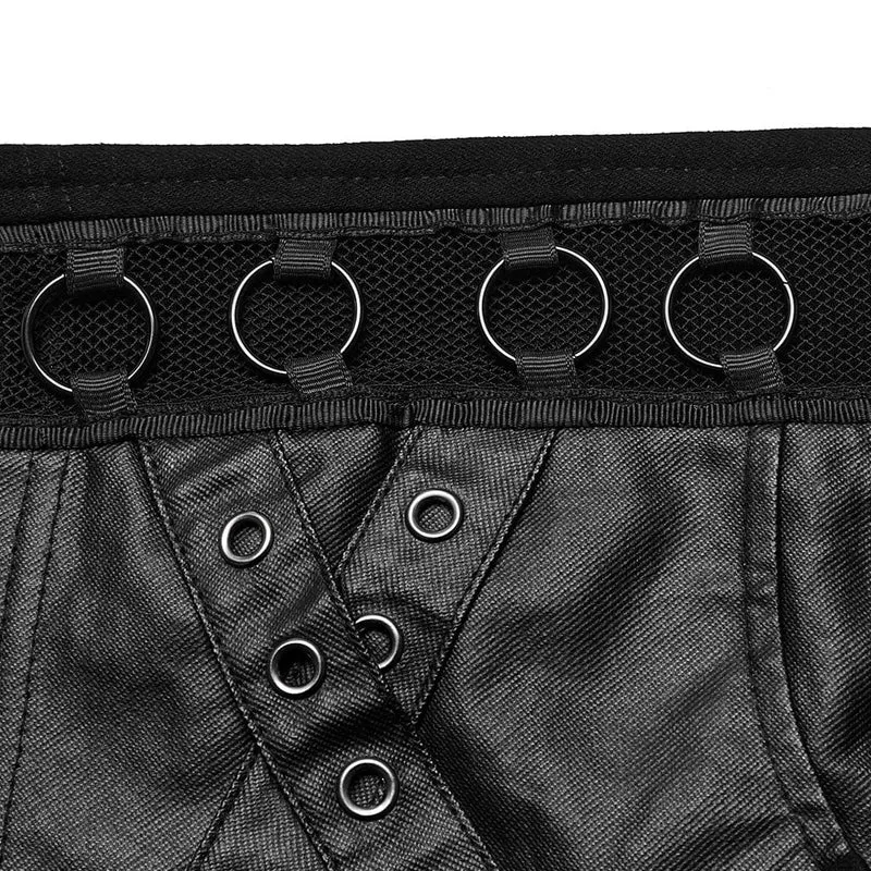 Punk-Shorts mit Ösen-Mesh-Ring für Damen
