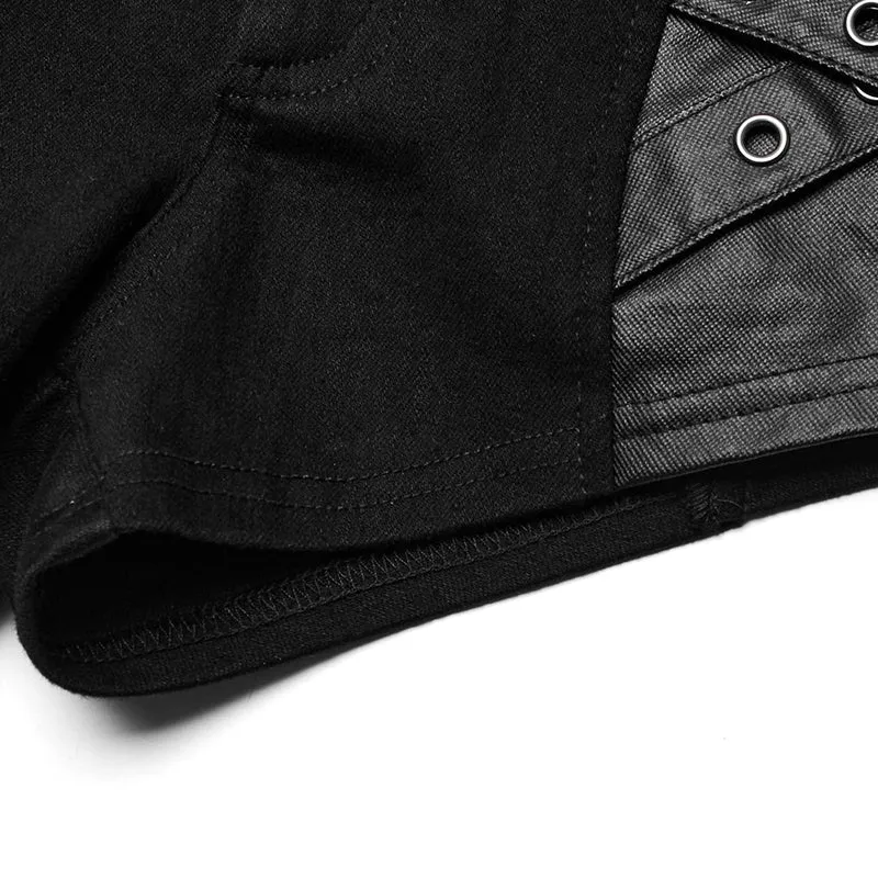 Punk-Shorts mit Ösen-Mesh-Ring für Damen