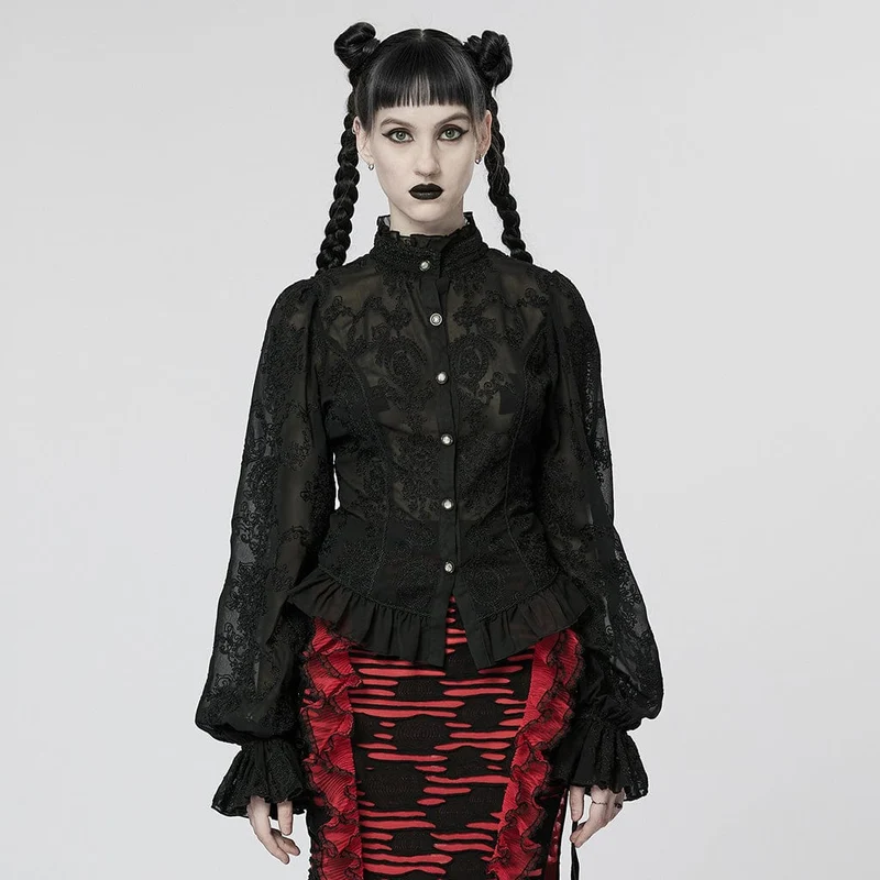 Gothic Damenhemd mit Puffärmeln