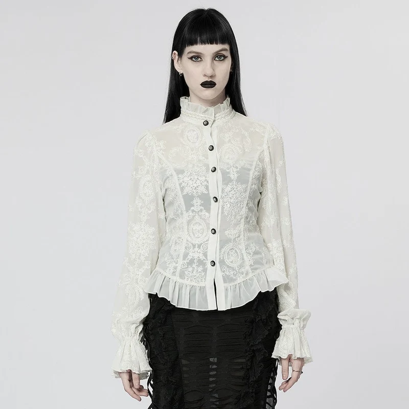 Gothic Damenhemd mit Puffärmeln
