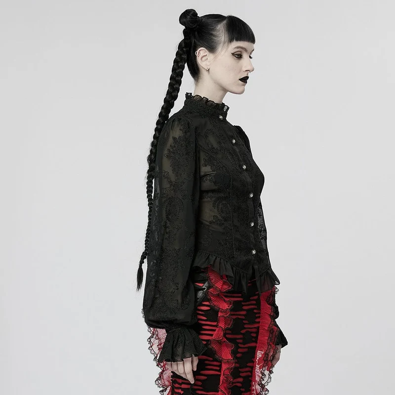 Gothic Damenhemd mit Puffärmeln