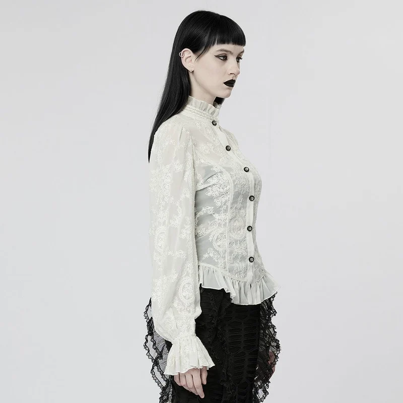 Gothic Damenhemd mit Puffärmeln