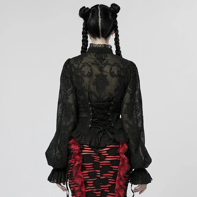 Gothic Damenhemd mit Puffärmeln