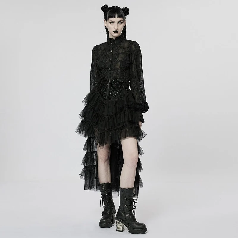 Gothic Damenhemd mit Puffärmeln