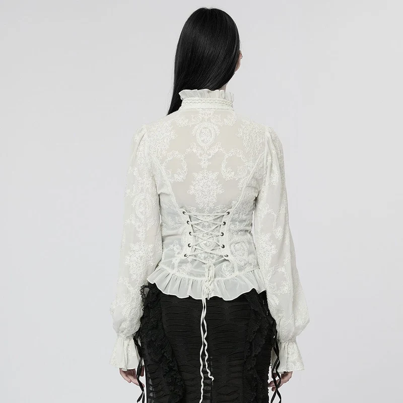 Gothic Damenhemd mit Puffärmeln
