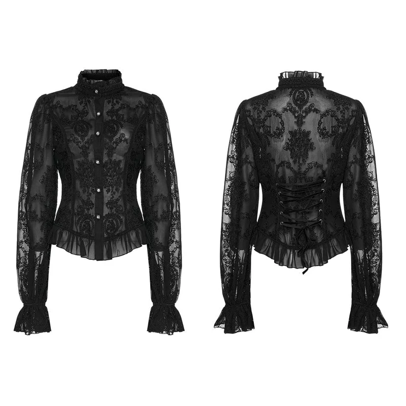Gothic Damenhemd mit Puffärmeln