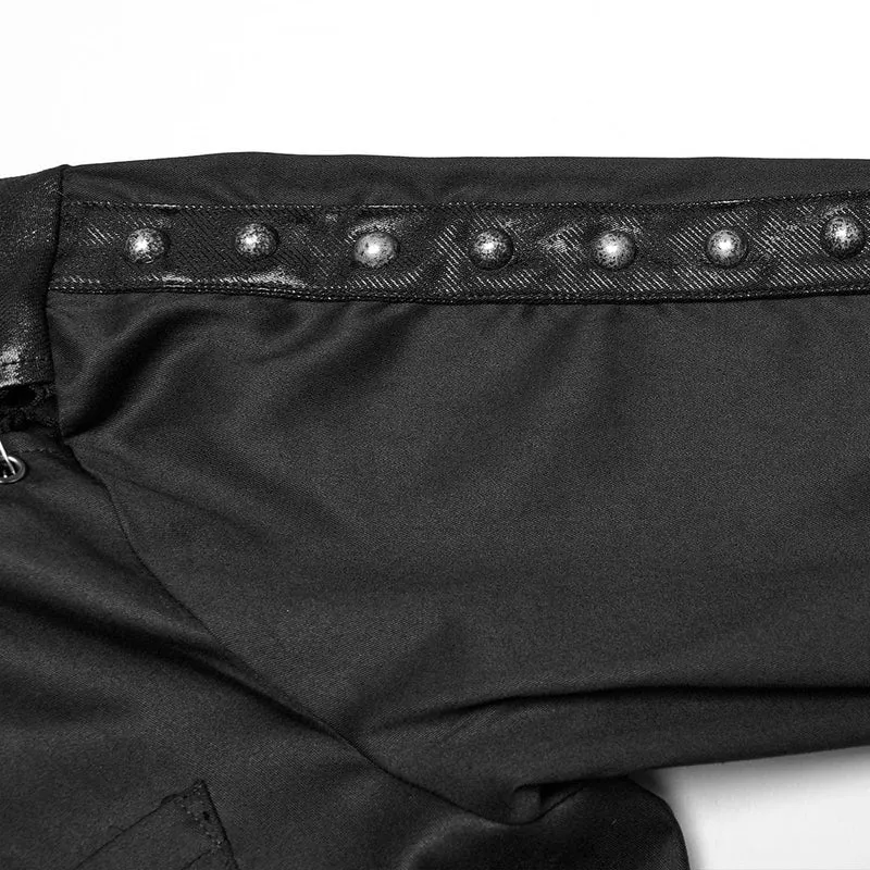 Herren Punk Pin Mesh Splice Shirt