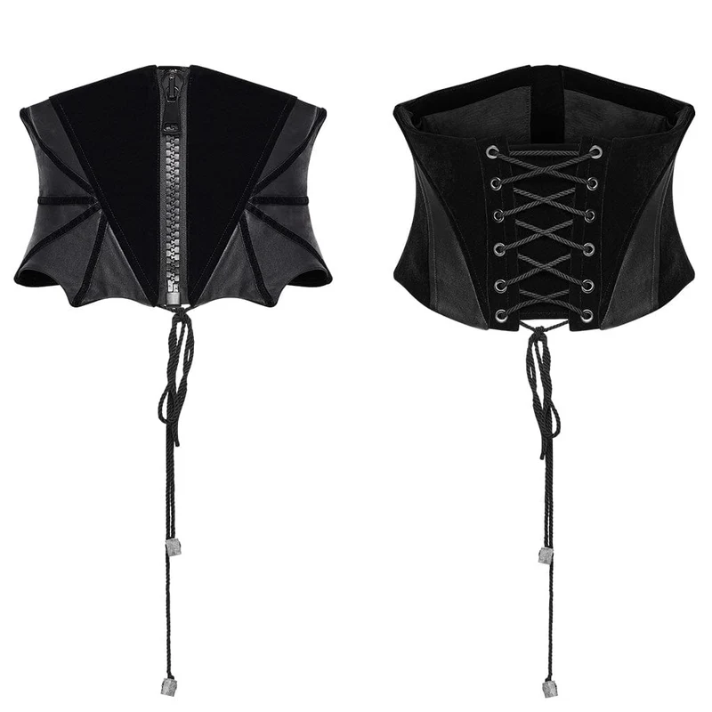 Gothic Batwing-Unterbrustkorsett aus Samt mit Schnürung für Damen