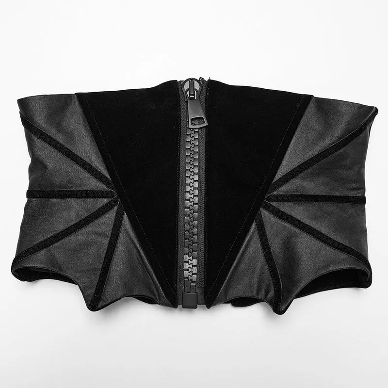 Gothic Batwing-Unterbrustkorsett aus Samt mit Schnürung für Damen