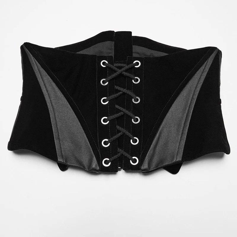 Gothic Batwing-Unterbrustkorsett aus Samt mit Schnürung für Damen