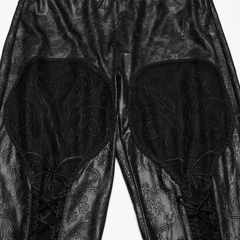 Damen Leggings mit Gothic-Spitzen-Prägung