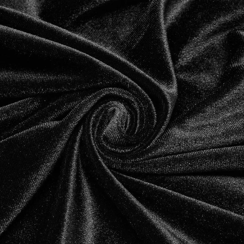 Gothic-Cape mit Schnürung und Kapuze aus Samt für Damen, Schwarz