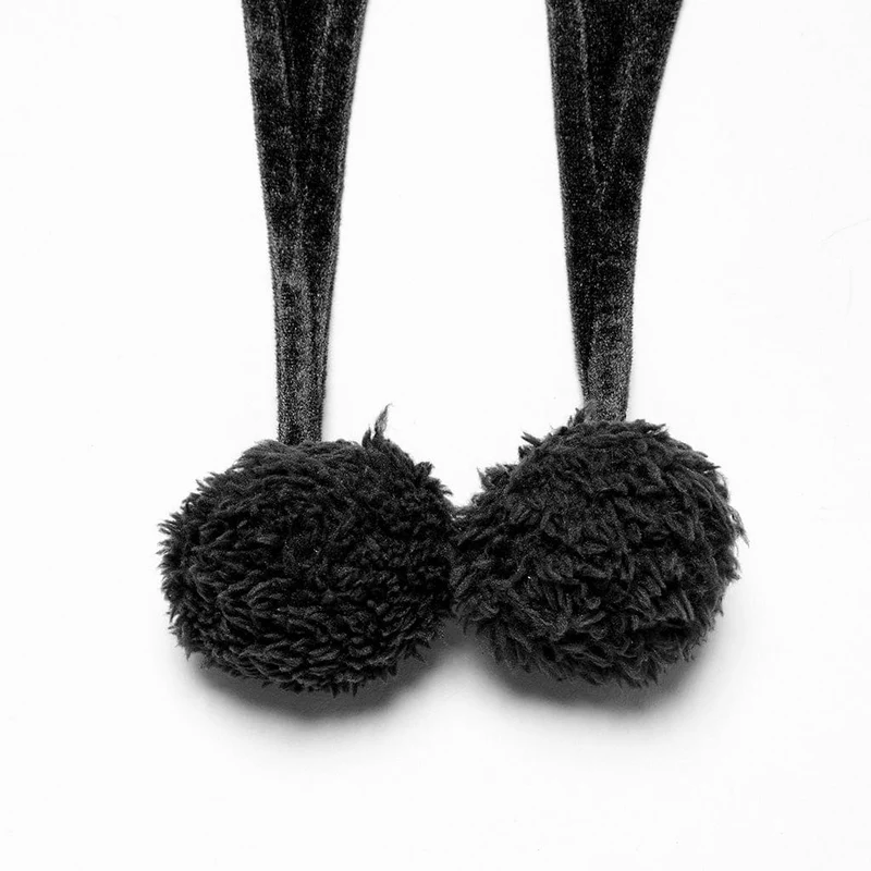 Gothic-Cape mit Schnürung und Kapuze aus Samt für Damen, Schwarz
