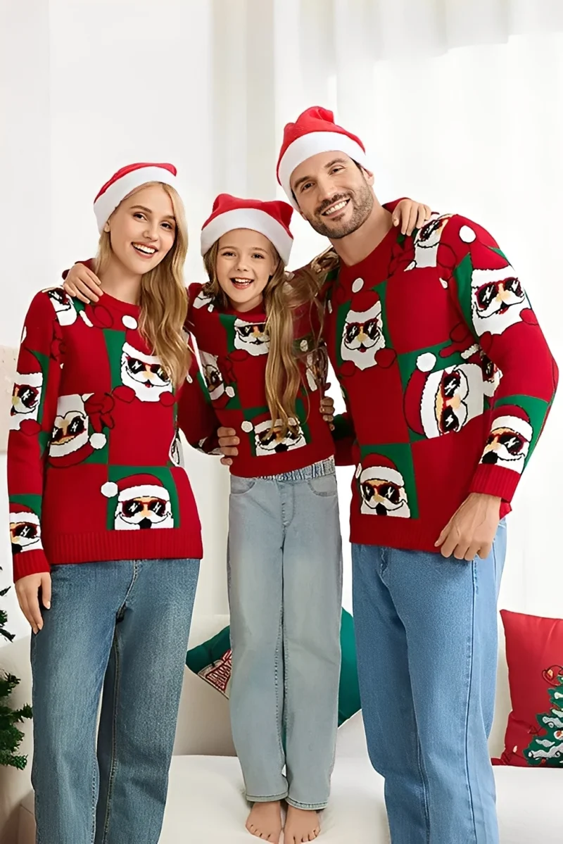 Weihnachtspullover Familie Weihnachtsmann