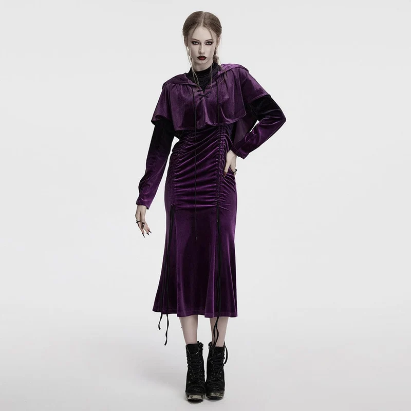 Gothic-Ballkleid aus Samt mit Kordelzug und Farbverlauf für Damen