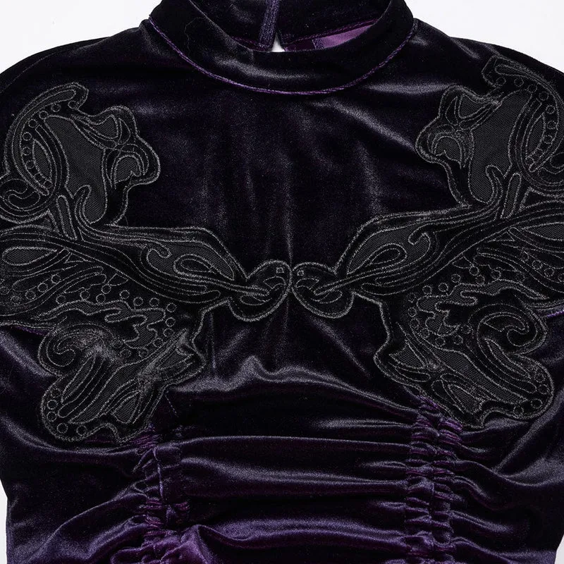 Gothic-Ballkleid aus Samt mit Kordelzug und Farbverlauf für Damen