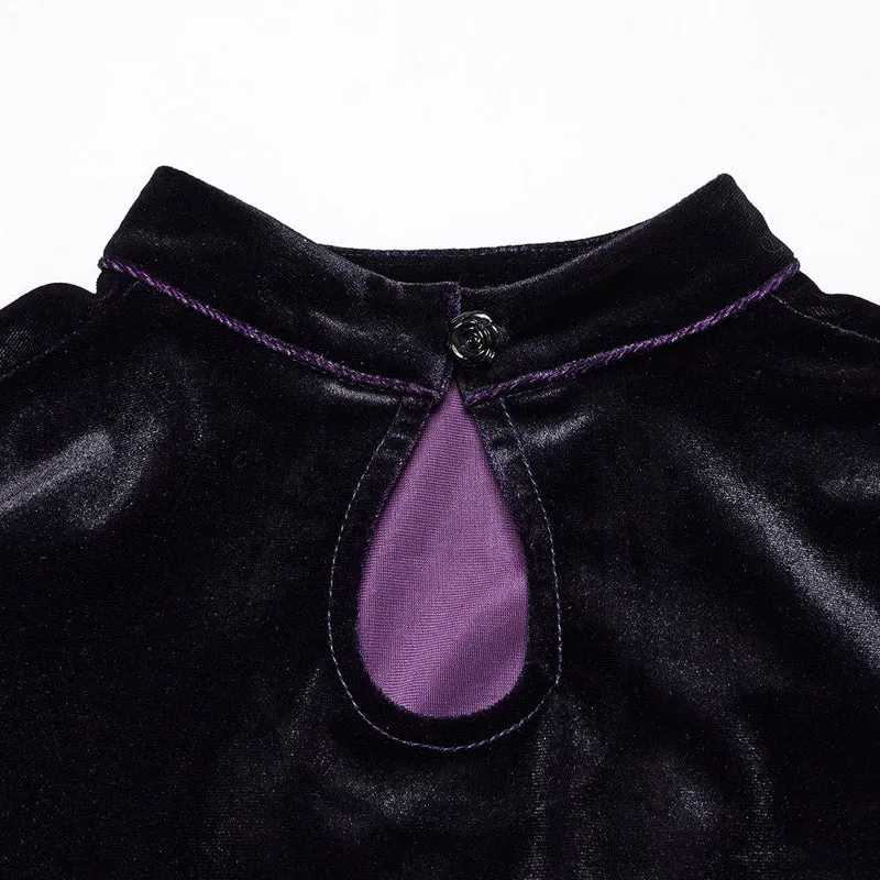 Gothic-Ballkleid aus Samt mit Kordelzug und Farbverlauf für Damen