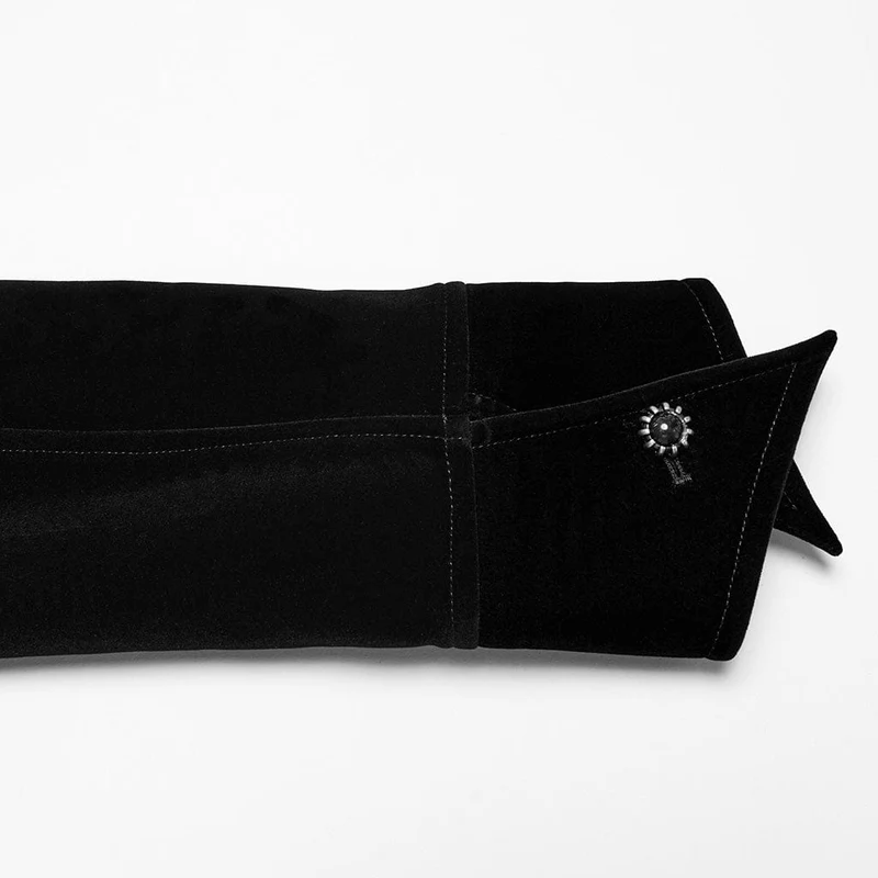 Gothic-Samtjacke mit Blumenstickerei und Schnürung für Damen, Schwarz