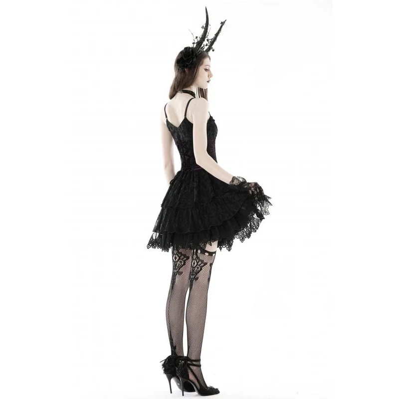 Gothic-Spitzenkleid mit Lagenlook für Damen, Abschlusskleid