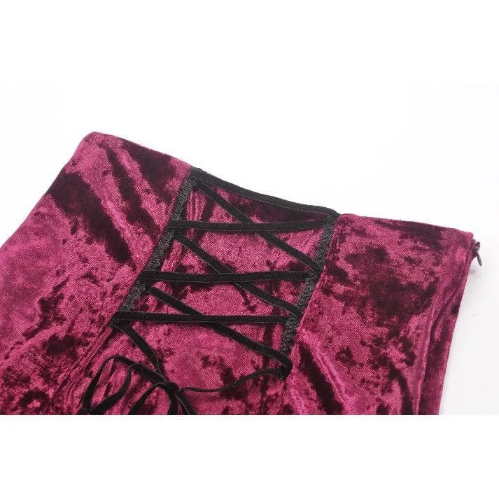Gothic Maxirock mit Blumenstickerei und hoher/niedriger Spitze für Damen