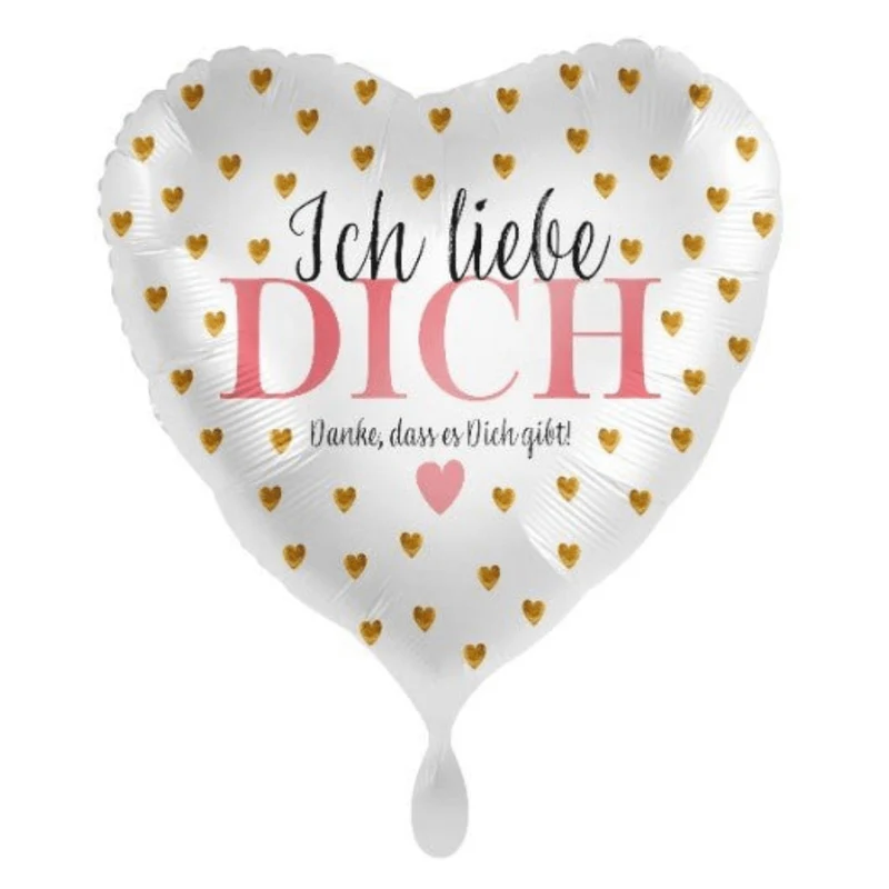 Herzballon "Ich liebe Dich" Rosa-Gold