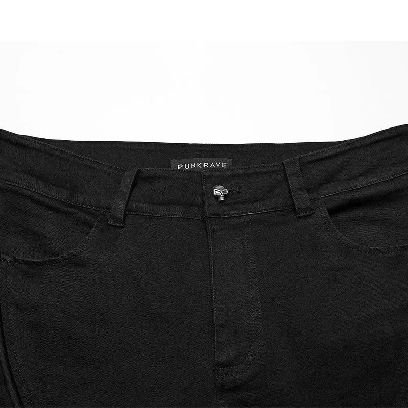 Punk-Faltenjeans mit mehreren Taschen für Herren