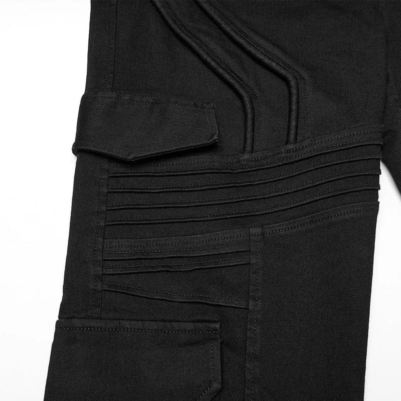 Punk-Faltenjeans mit mehreren Taschen für Herren