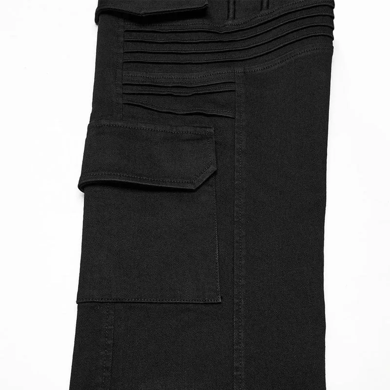 Punk-Faltenjeans mit mehreren Taschen für Herren