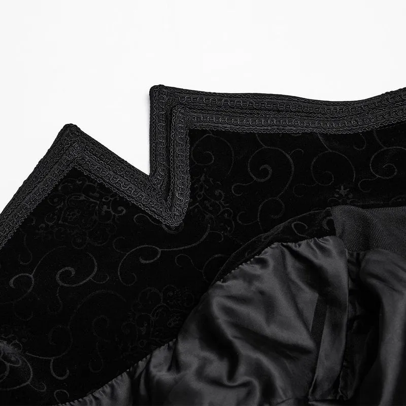 Gothic-Herrenmantel mit Stehkragen und Frosch-Hexenmotiv