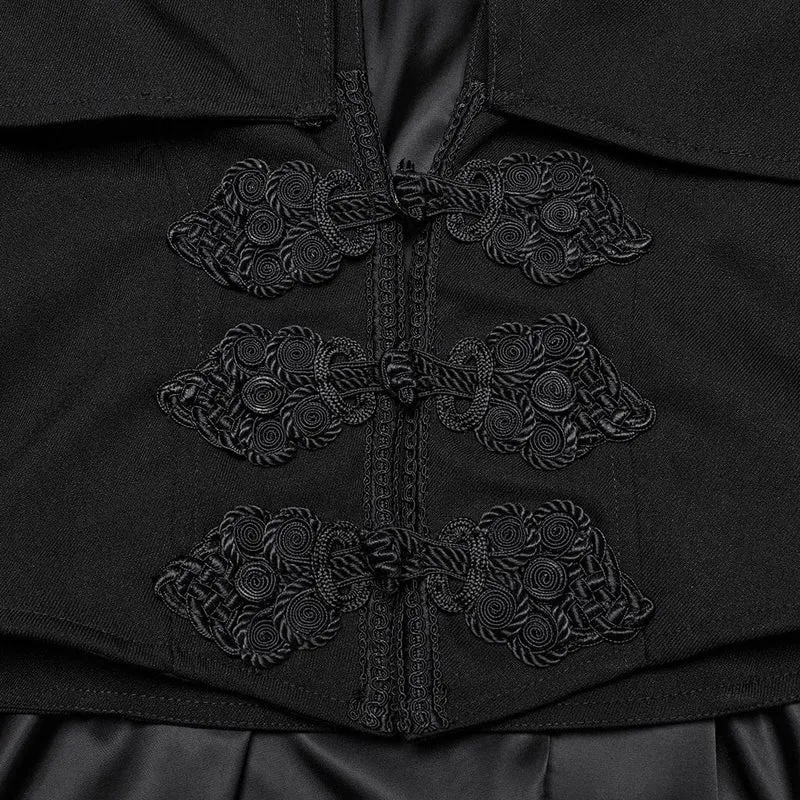Gothic-Herrenmantel mit Stehkragen und Frosch-Hexenmotiv