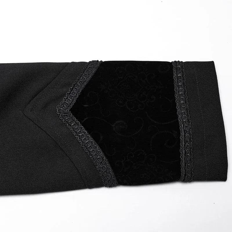 Gothic-Herrenmantel mit Stehkragen und Frosch-Hexenmotiv