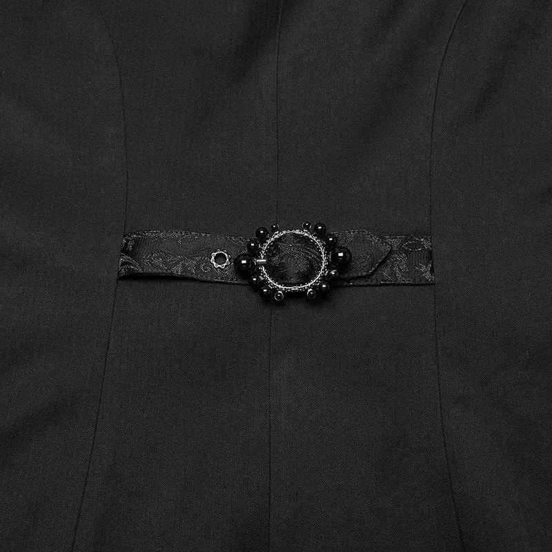 Herrenmantel mit Gothic-Reverskragen und Frosch-Jacquardmuster