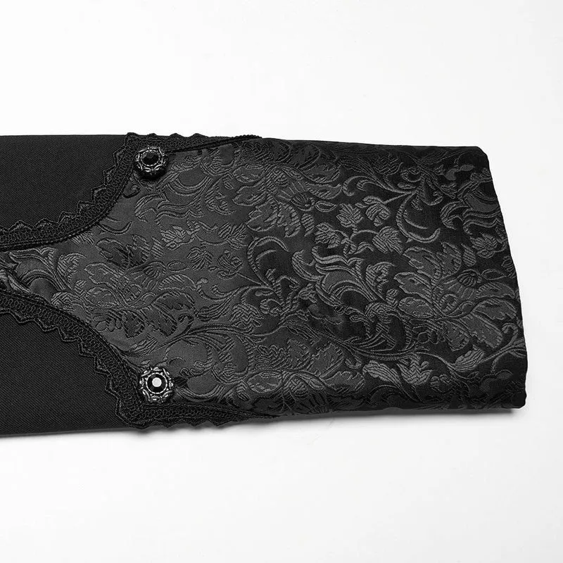 Gothic-Herrenmantel mit Stehkragen und Jacquard-Splice-Schwalbenschwanz