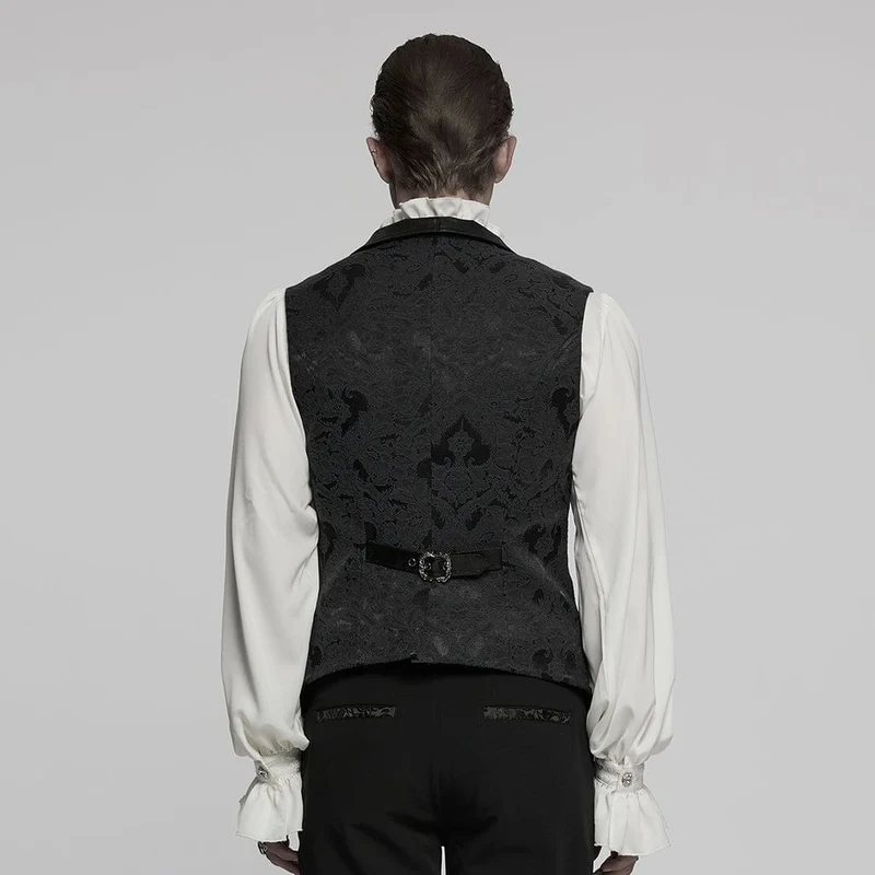 Gothic Jacquardweste mit Fledermaus-Schnalle für Herren, Schwarz