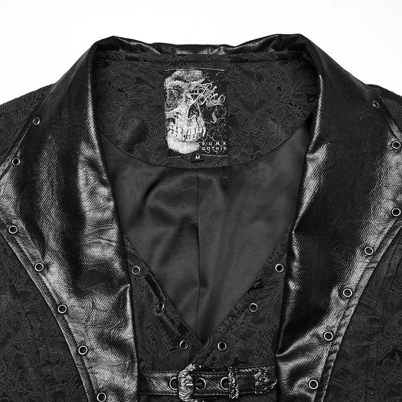Gothic Jacquardweste mit Fledermaus-Schnalle für Herren, Schwarz