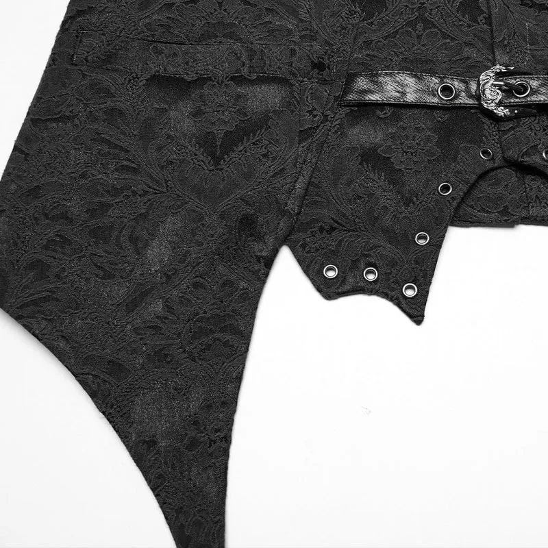 Gothic Jacquardweste mit Fledermaus-Schnalle für Herren, Schwarz