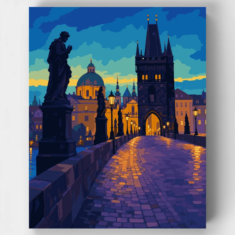 Charles Bridge Blue Hour - Paint by Numbers Kit