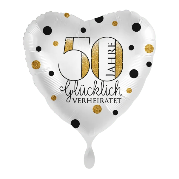 Heliumballon-Geschenk Goldhochzeit "50 Jahre glücklich verheiratet"