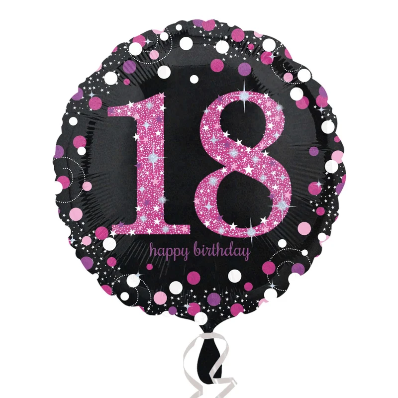 Geburtstagsballon "18 Happy Birthday" Pink
