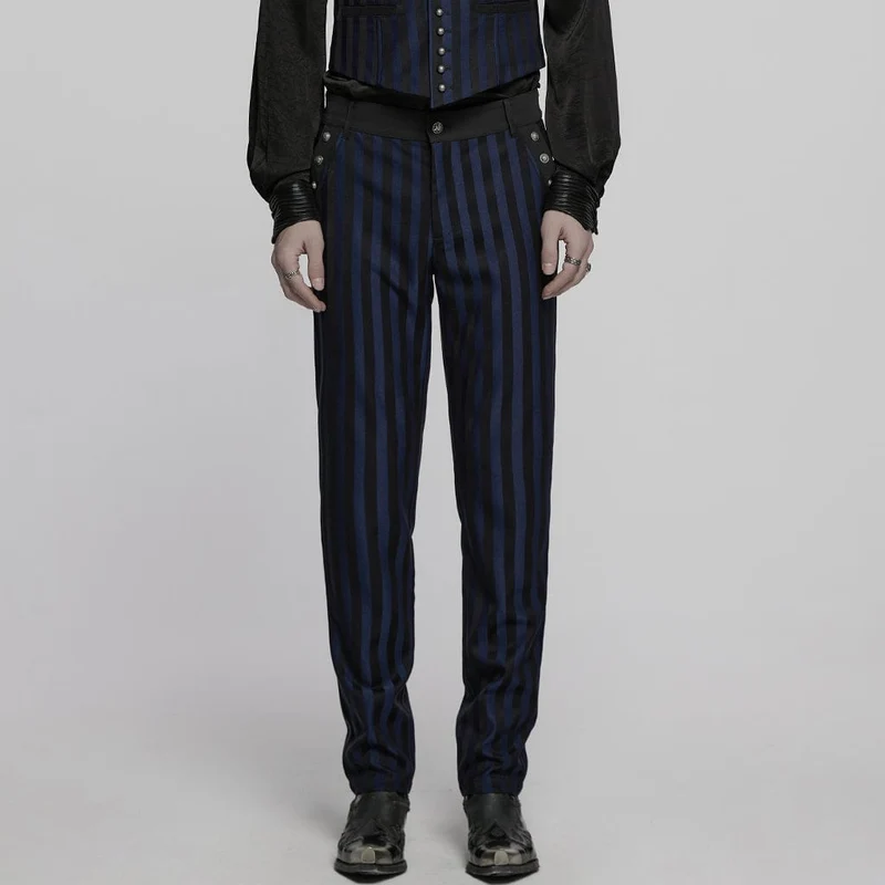 Gothic Anzughose mit hoher Taille und Streifen für Herren Blau