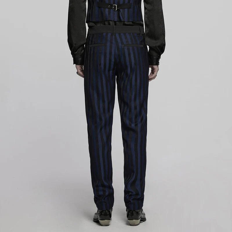 Gothic Anzughose mit hoher Taille und Streifen für Herren Blau