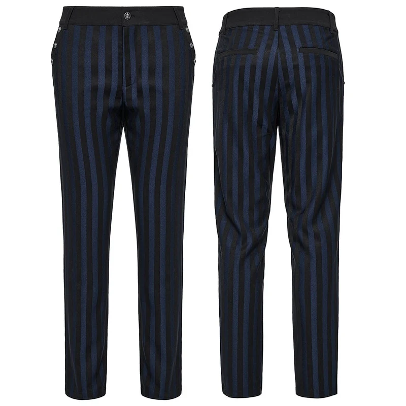 Gothic Anzughose mit hoher Taille und Streifen für Herren Blau
