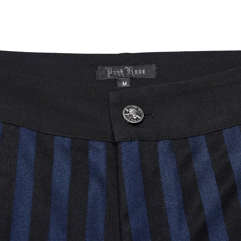Gothic Anzughose mit hoher Taille und Streifen für Herren Blau