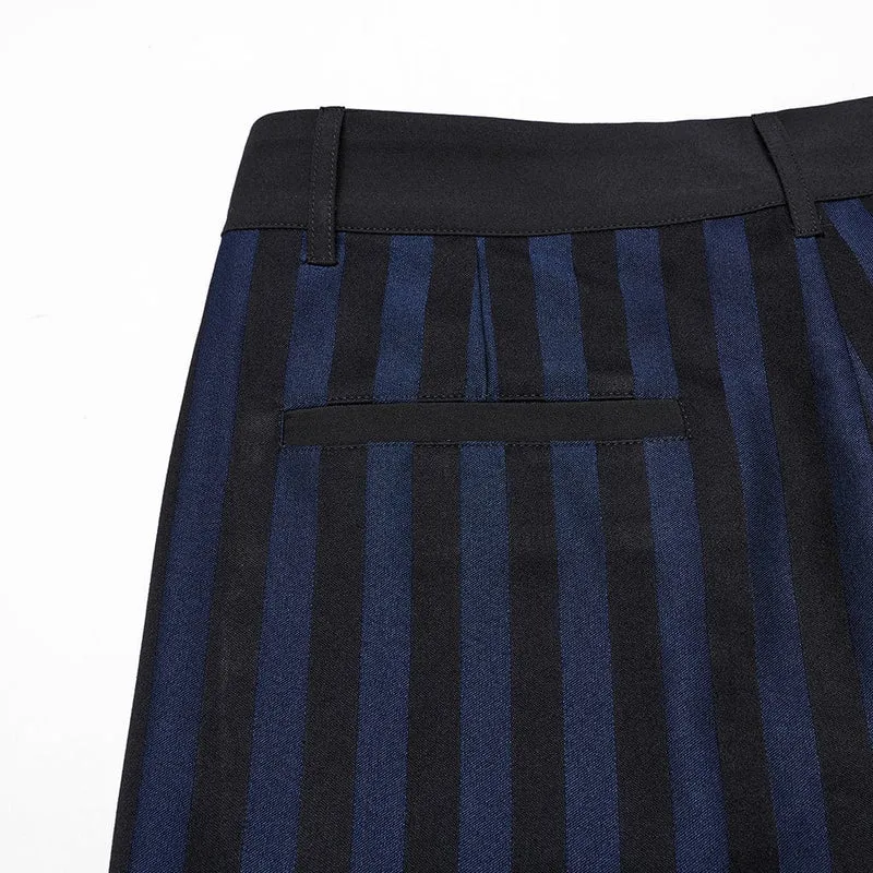 Gothic Anzughose mit hoher Taille und Streifen für Herren Blau